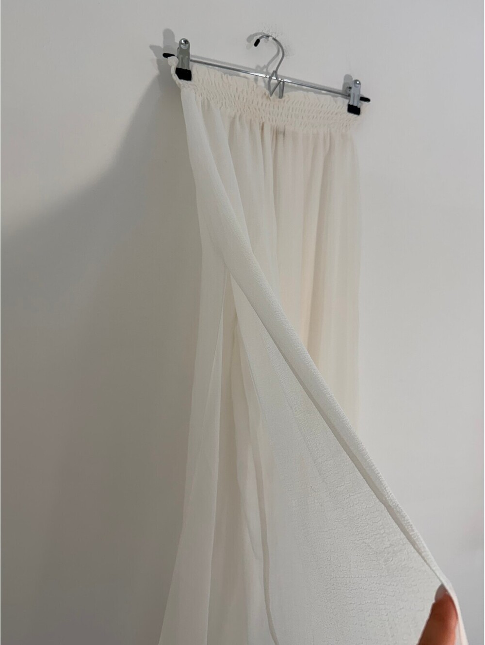 Ramy Brook Ivory Sheer Wide Leg Pull On Palazzo Pants Smocked Waist Size S - Picture 4 of 7